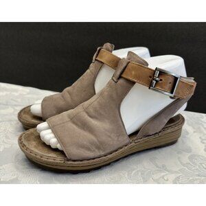 NAOT Verbena Sandal Size 37/6-6.5 Stone Nubuck Latte Brown Leather Comfort Shoe